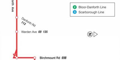 Kartta TTC 20 Cliffside bussi reitin Toronto