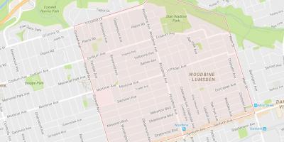 Kartta Woodbine Heights naapurustossa Toronto